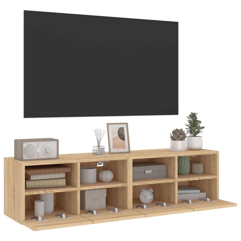 Wall-mounted TV cabinets, 2 pcs., oak, 60x30x30cm, wood