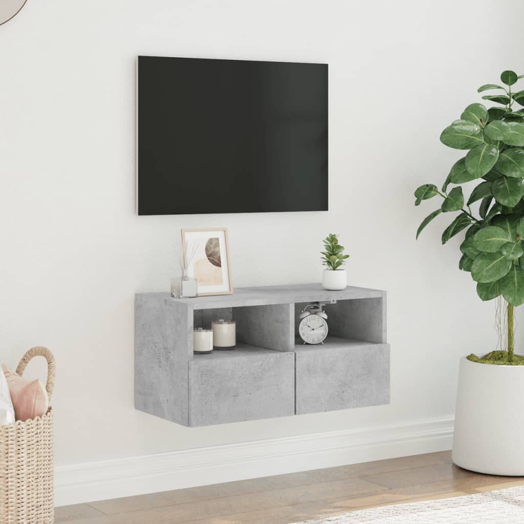 Wall-mounted TV cabinet, concrete grey, 60x30x30cm, engineered wood