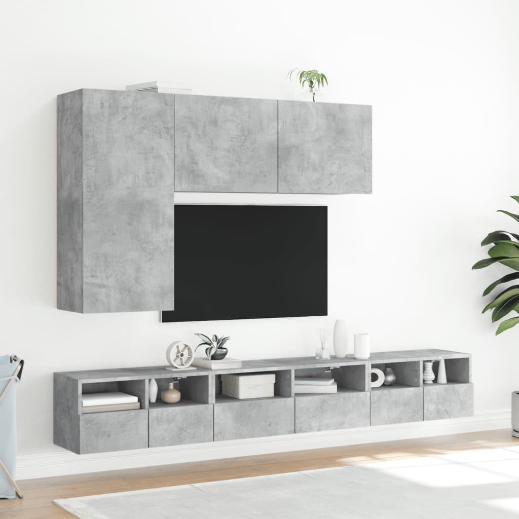 Wall-mounted TV cabinet, concrete grey, 60x30x30cm, engineered wood