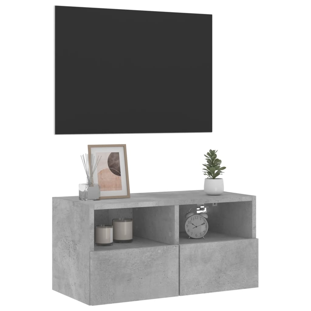 Wall-mounted TV cabinet, concrete grey, 60x30x30cm, engineered wood