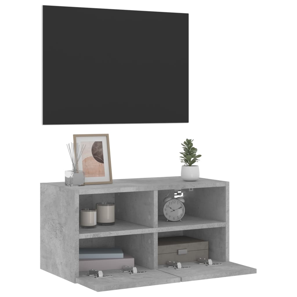 Wall-mounted TV cabinet, concrete grey, 60x30x30cm, engineered wood
