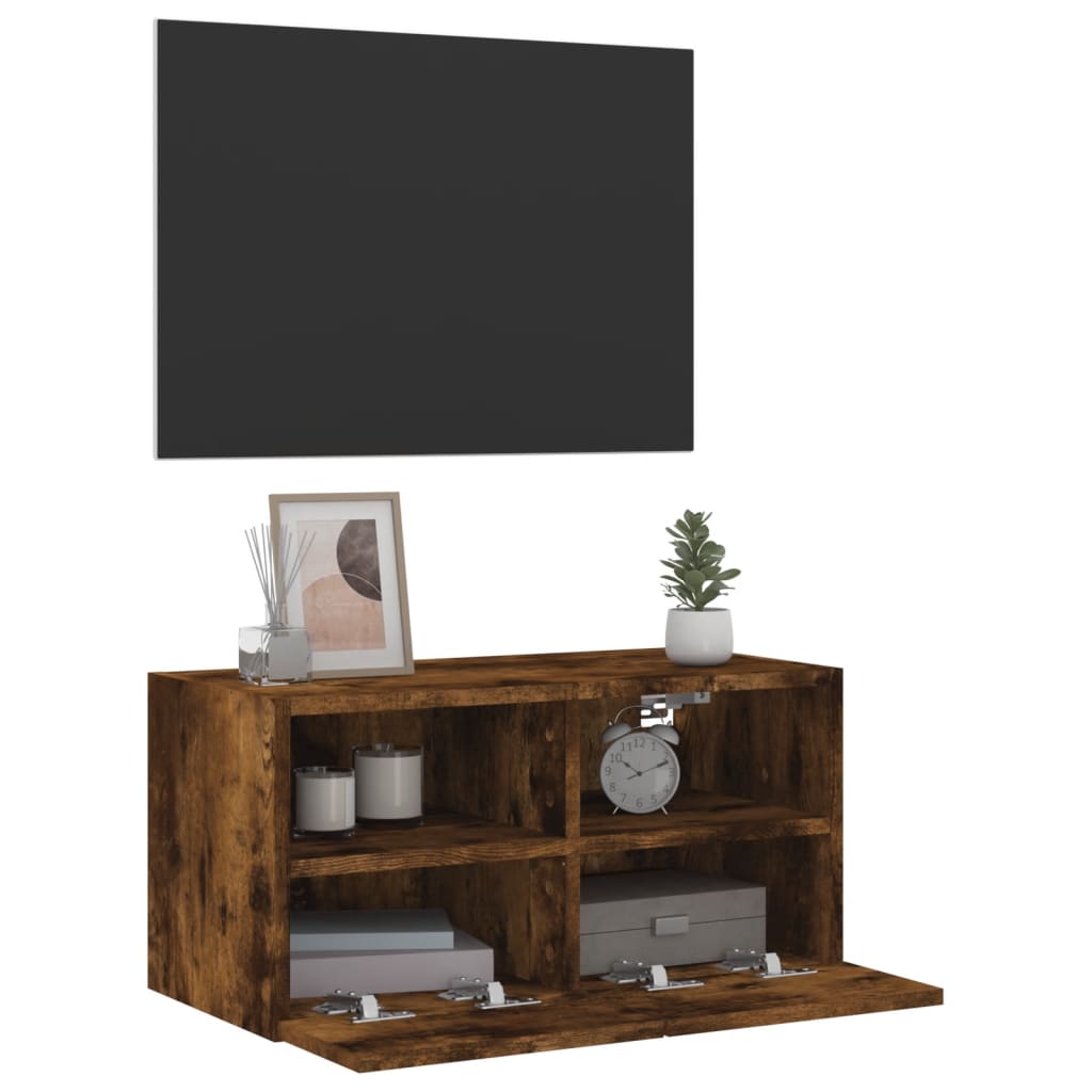 Sieninė TV spintelė, dūminė ąžuolo, 60x30x30cm, mediena