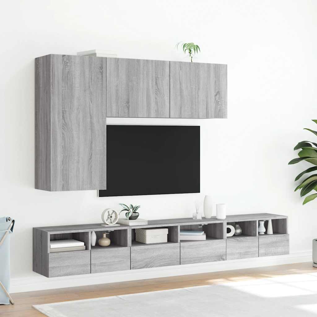 Sieninė TV spintelė, pilka ąžuolo, 60x30x30cm, apdirbta mediena