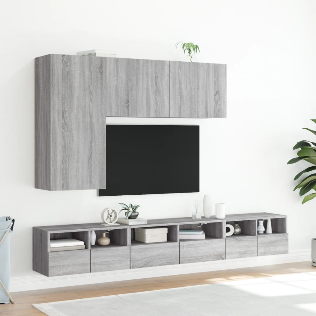 Sienas TV skapīši, 2 gab., pelēki, 60x30x30 cm, koks