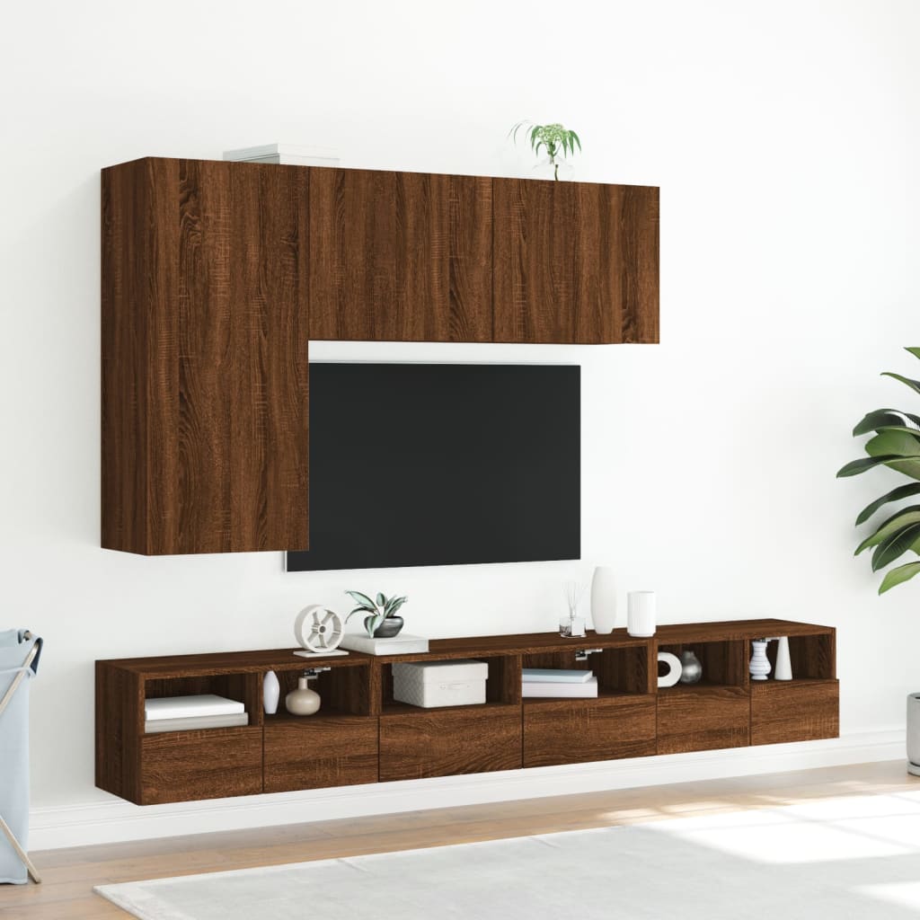 Sieninė TV spintelė, ruda ąžuolo, 60x30x30cm, apdirbta mediena