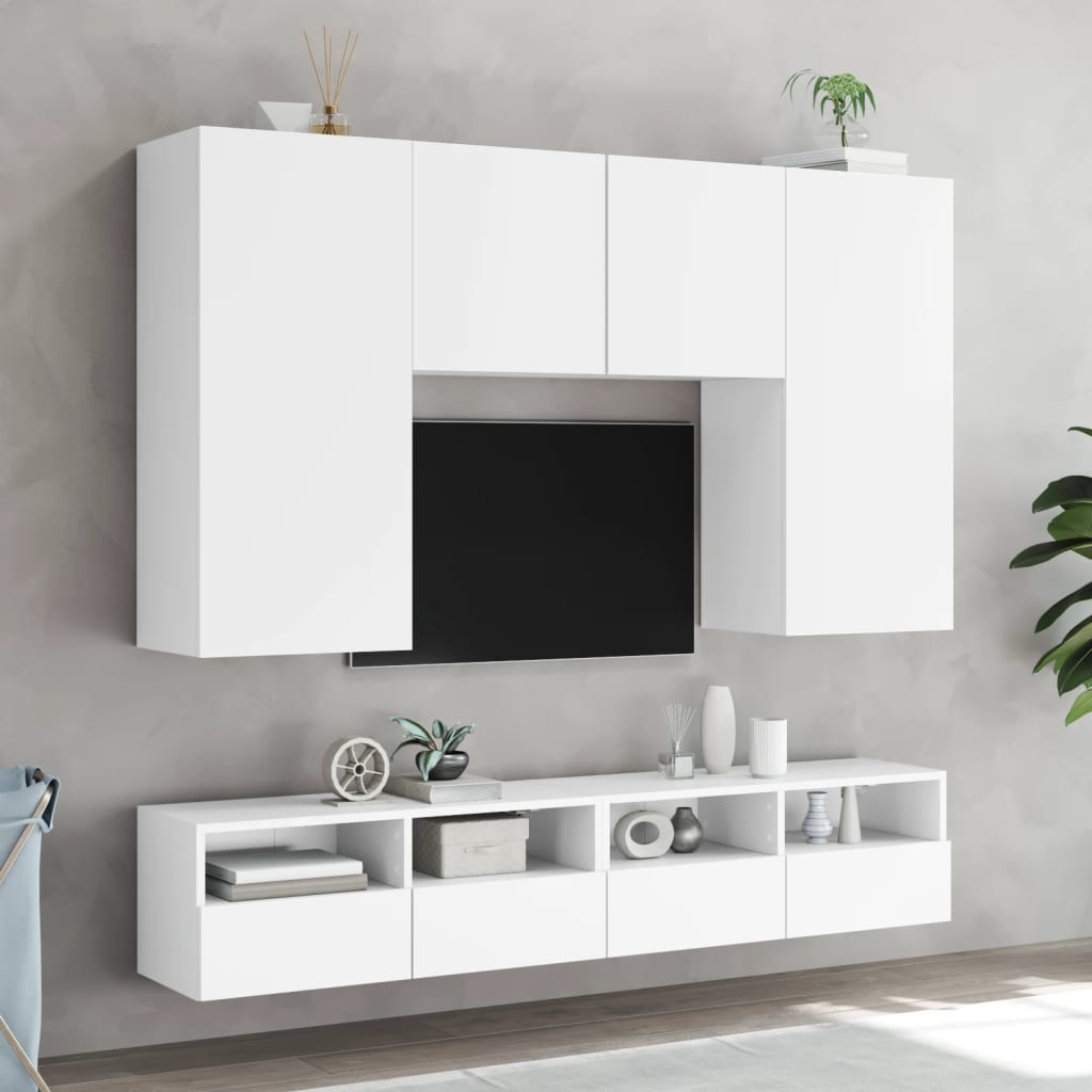 Sieninė TV spintelė, balta, 80x30x30cm, apdirbta mediena