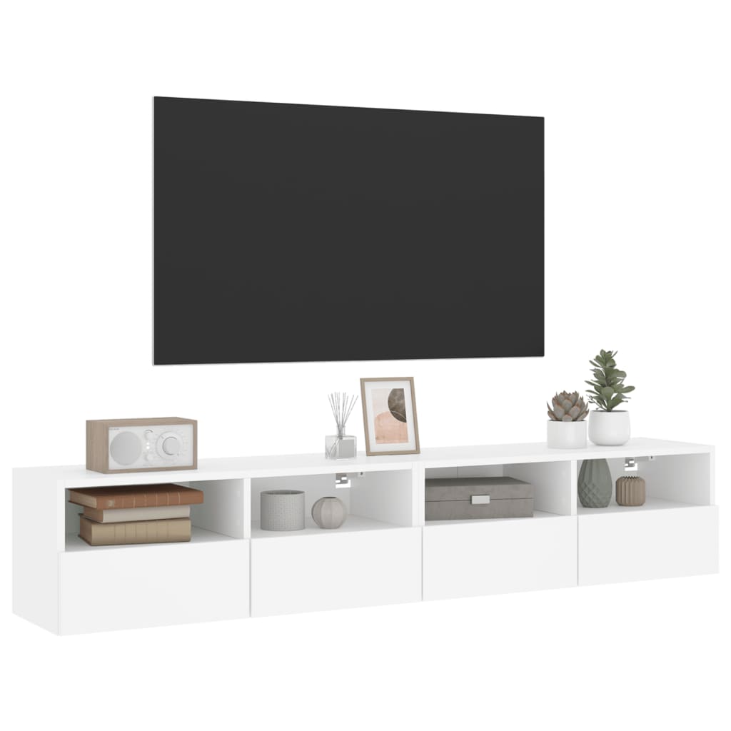 Wall TV cabinets, 2 pcs., white, 80x30x30 cm, wood