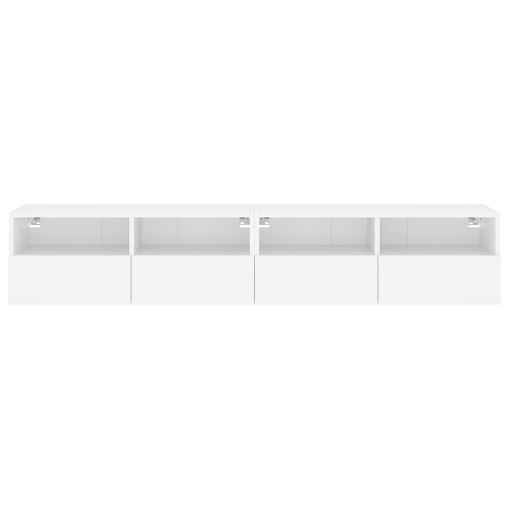Sieninės TV spintelės, 2vnt., baltos, 80x30x30cm, mediena