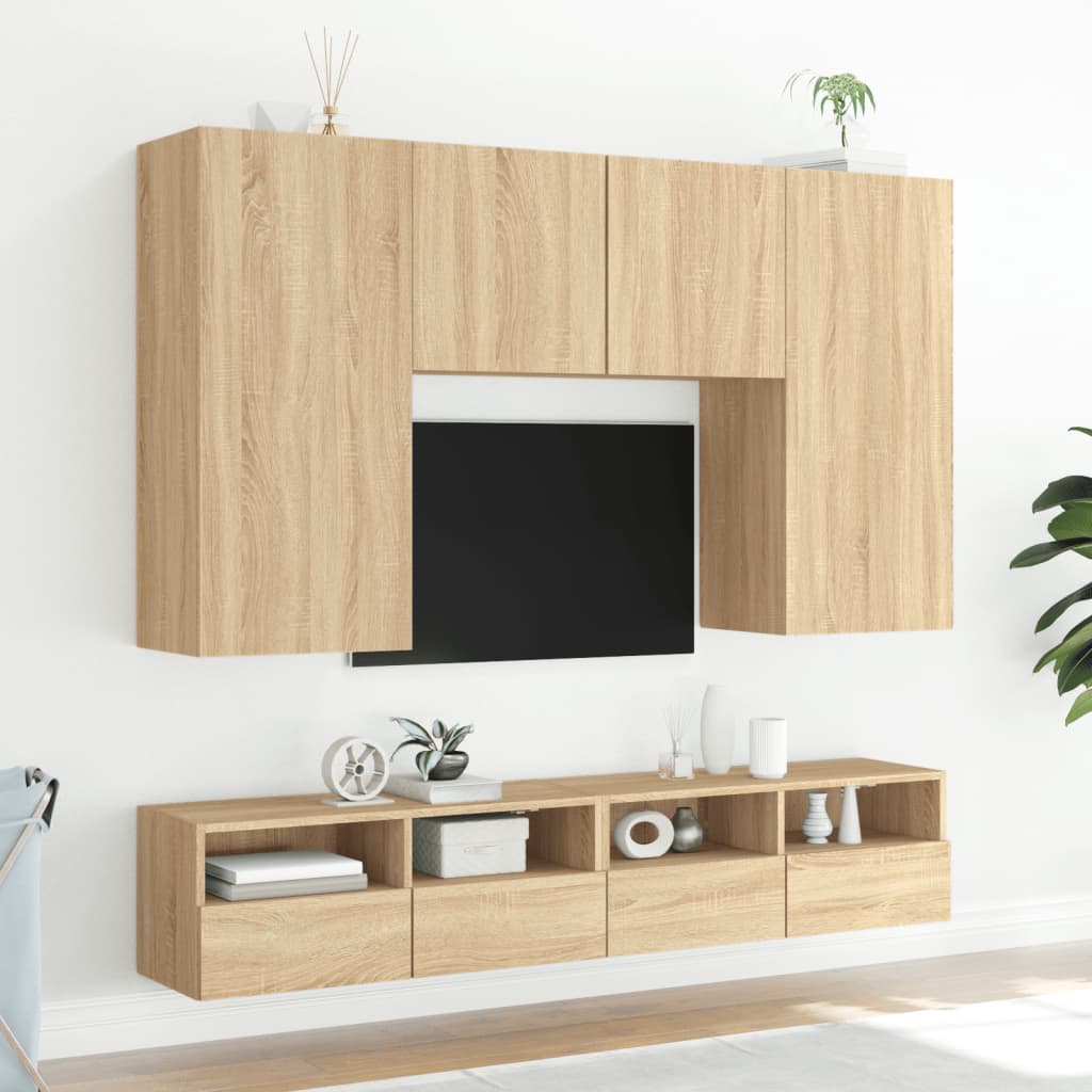 Sieninė TV spintelė, ąžuolo, 80x30x30cm, apdirbta mediena