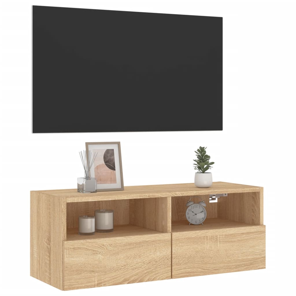 Sieninė TV spintelė, ąžuolo, 80x30x30cm, apdirbta mediena
