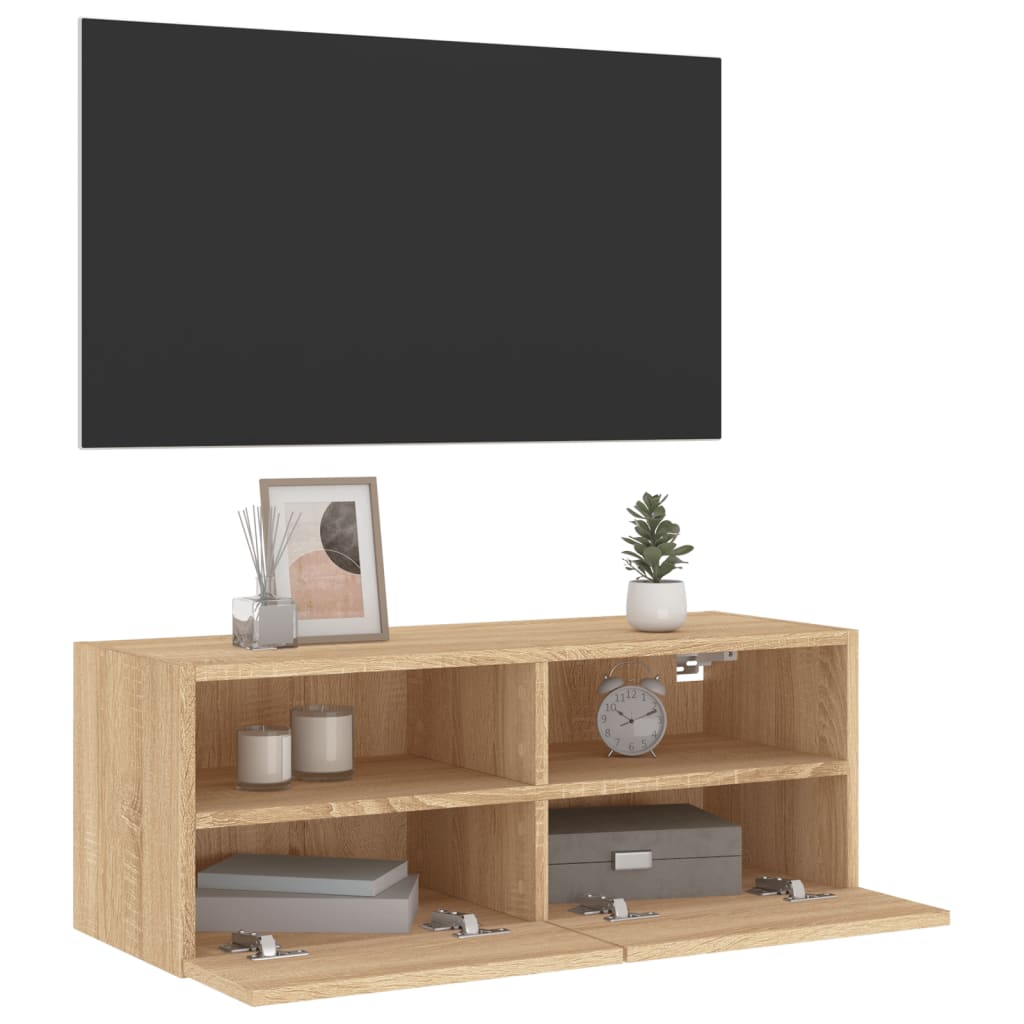 Sieninė TV spintelė, ąžuolo, 80x30x30cm, apdirbta mediena