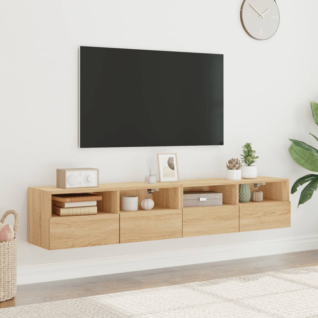 Sieninės TV spintelės, 2vnt., ąžuolo, 80x30x30cm, mediena