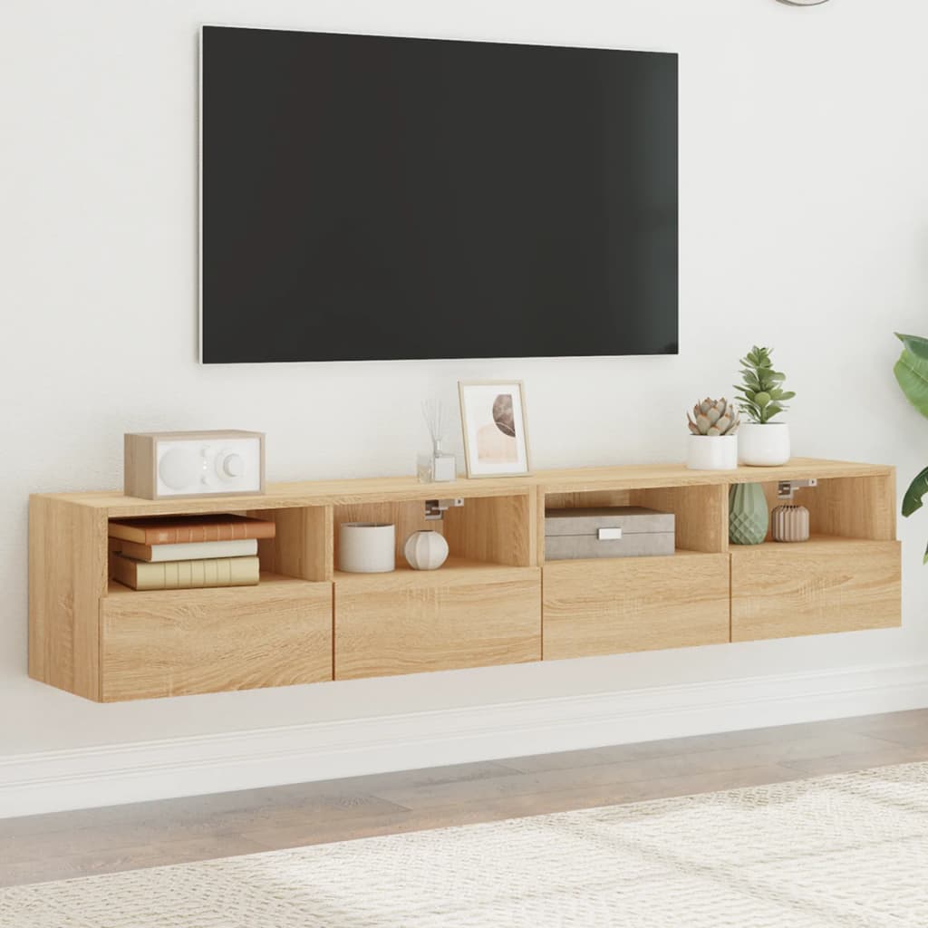 Sieninės TV spintelės, 2vnt., ąžuolo, 80x30x30cm, mediena