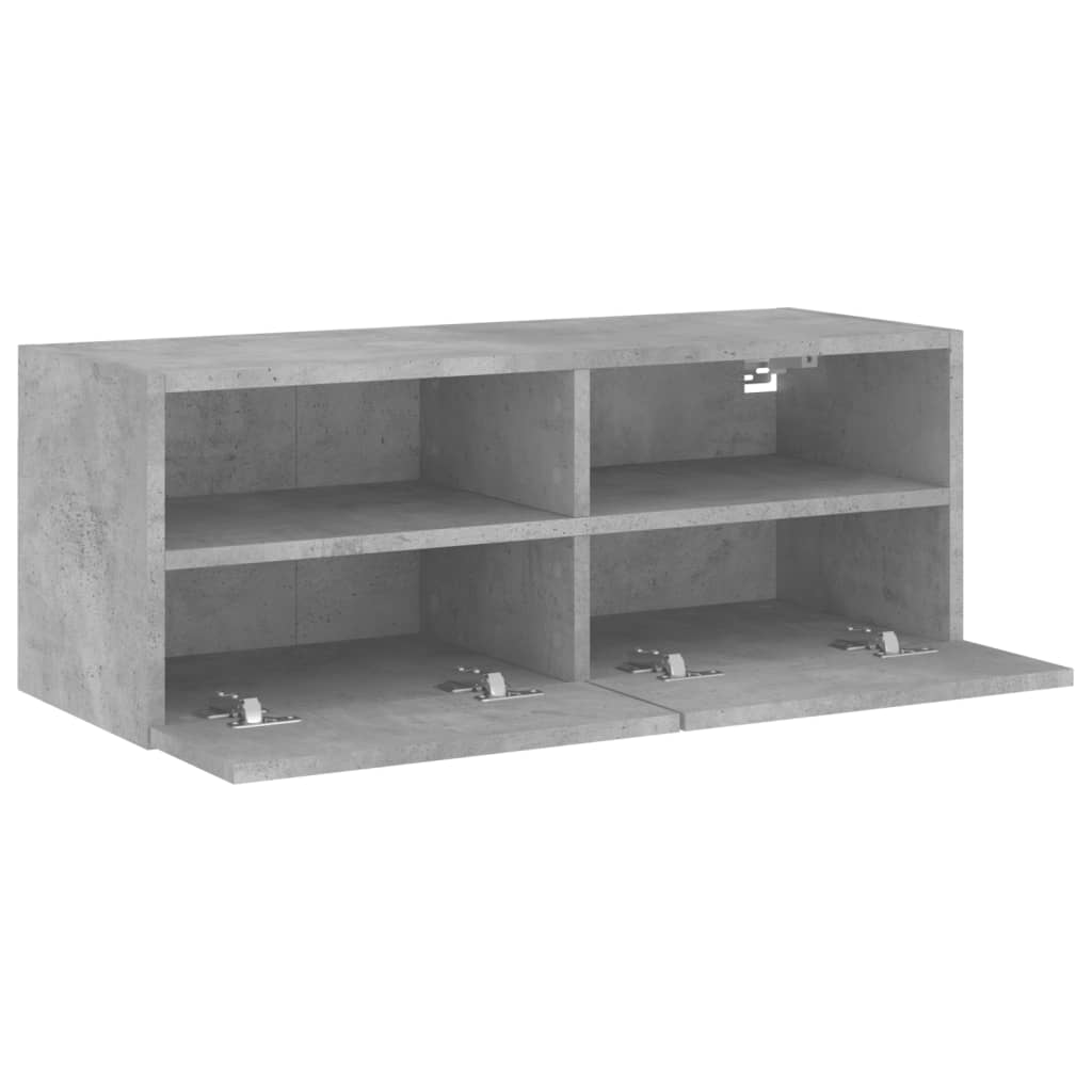 Sieninė TV spintelė, betono pilka, 80x30x30cm, apdirbta mediena