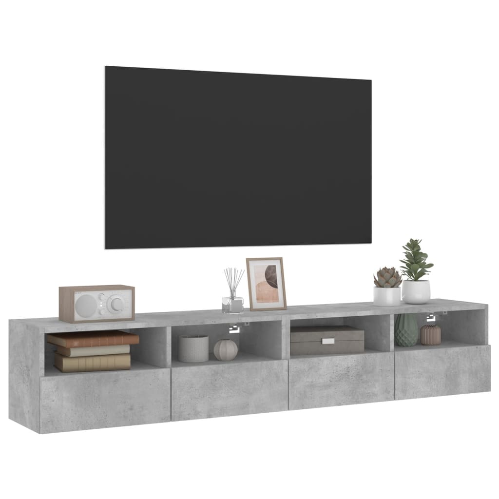 Wall-mounted TV cabinets, 2 pcs., concrete, 80x30x30cm, wood