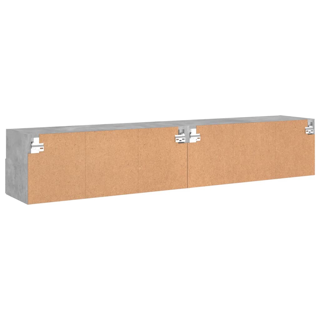 Wall-mounted TV cabinets, 2 pcs., concrete, 80x30x30cm, wood