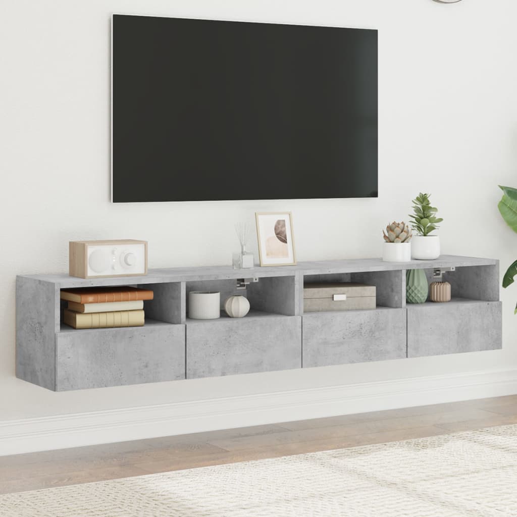 Wall-mounted TV cabinets, 2 pcs., concrete, 80x30x30cm, wood