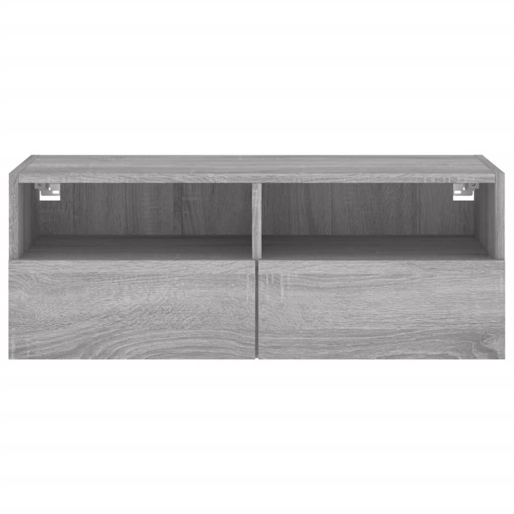 Sieninė TV spintelė, pilka ąžuolo, 80x30x30cm, apdirbta mediena