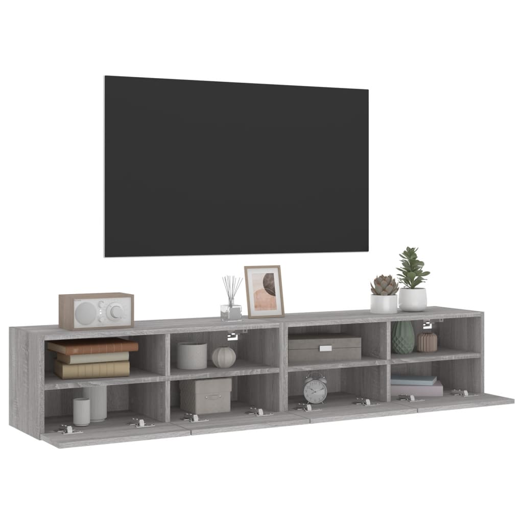 Sieninės TV spintelės, 2vnt., pilkos, 80x30x30cm, mediena