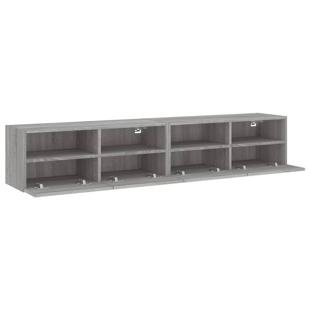 Sieninės TV spintelės, 2vnt., pilkos, 80x30x30cm, mediena