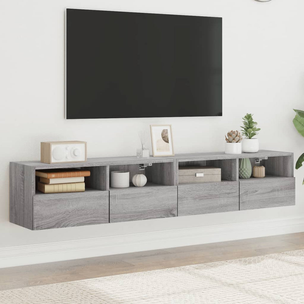 Sieninės TV spintelės, 2vnt., pilkos, 80x30x30cm, mediena