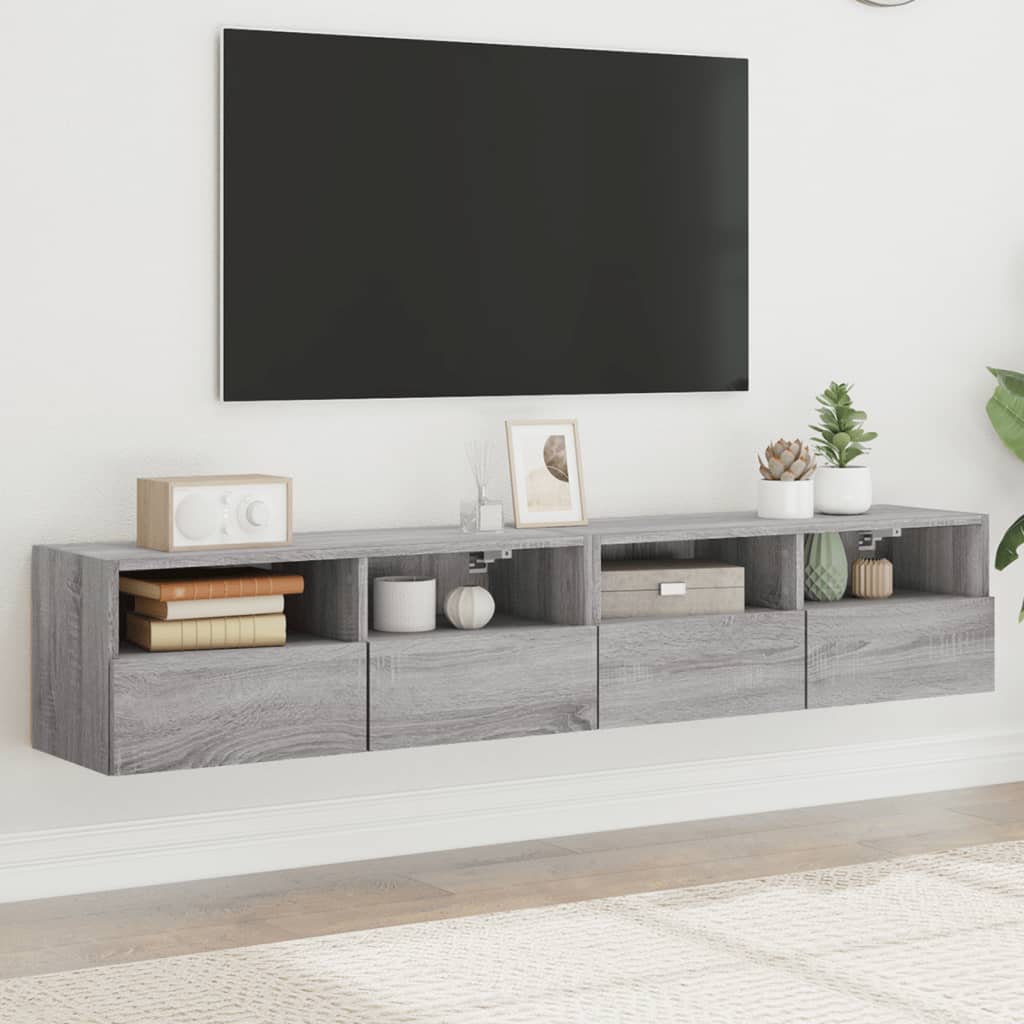 Sieninės TV spintelės, 2vnt., pilkos, 80x30x30cm, mediena