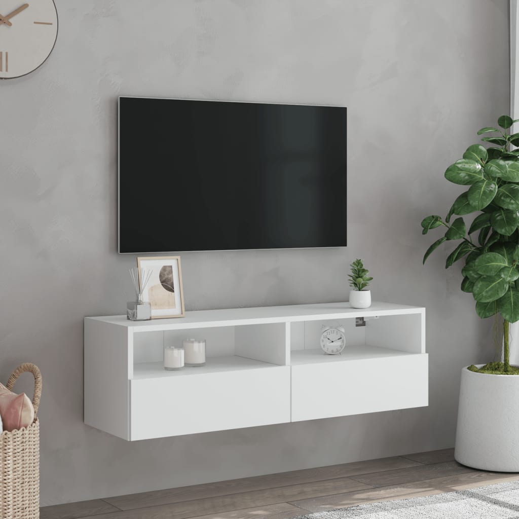 Wall-mounted TV cabinet, white, 100x30x30cm, engineered wood