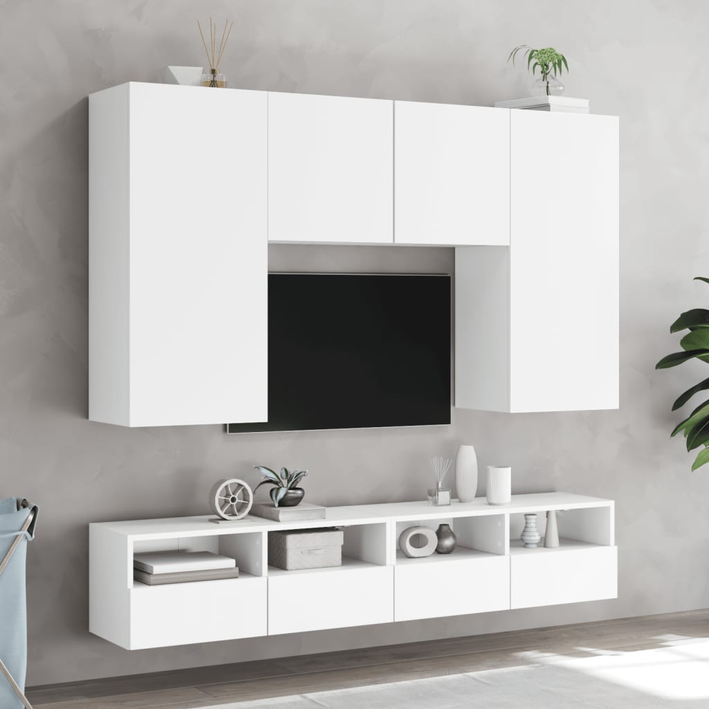 Wall-mounted TV cabinet, white, 100x30x30cm, engineered wood