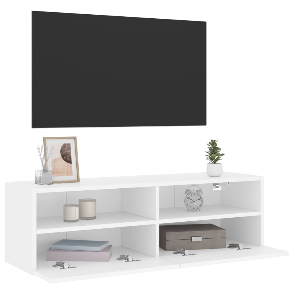 Wall-mounted TV cabinet, white, 100x30x30cm, engineered wood