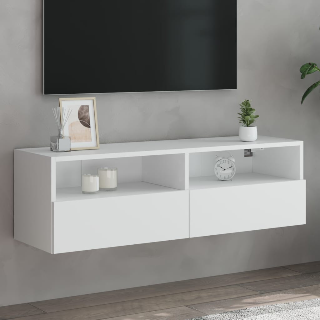 Wall-mounted TV cabinet, white, 100x30x30cm, engineered wood