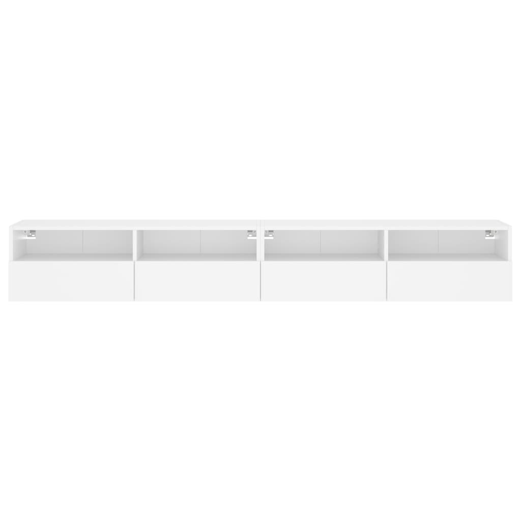 Sieninės TV spintelės, 2vnt., baltos, 100x30x30cm, mediena