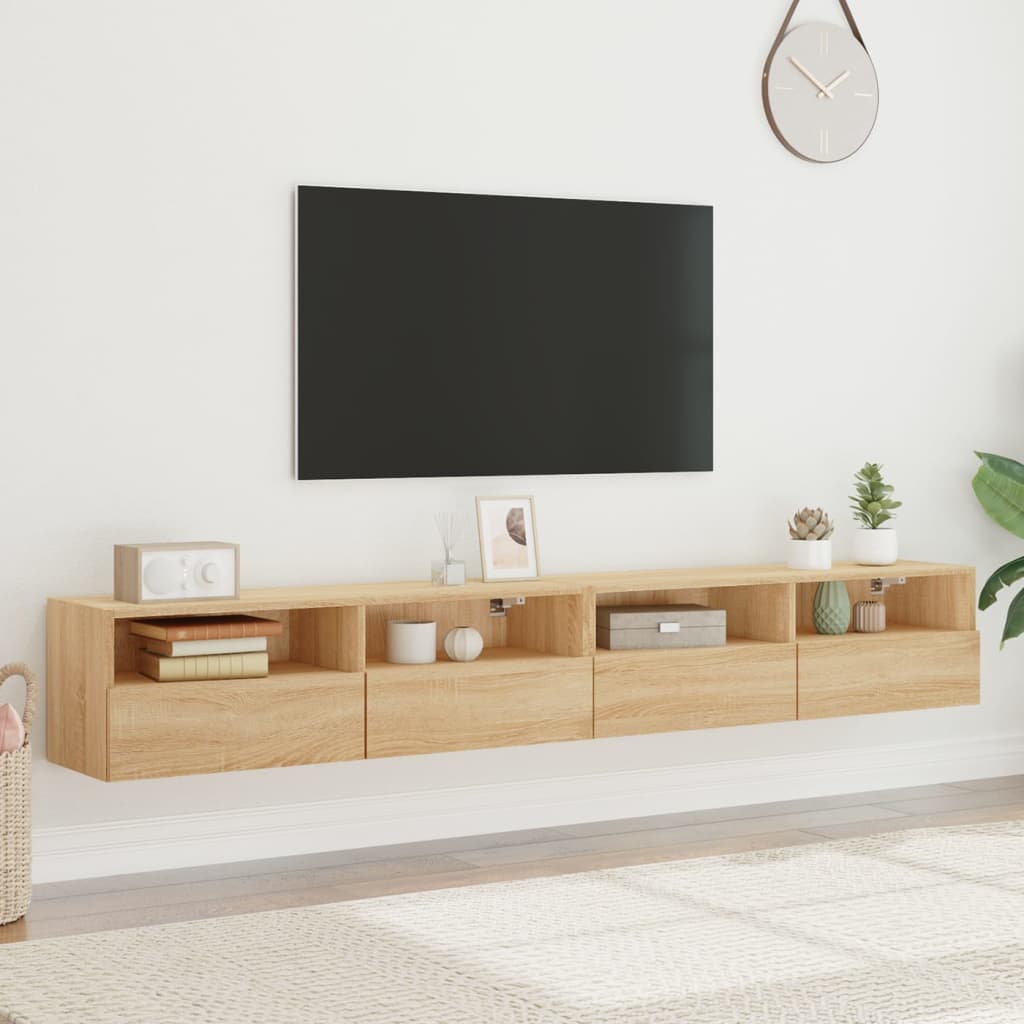 Sieninės TV spintelės, 2vnt., ąžuolo, 100x30x30cm, mediena