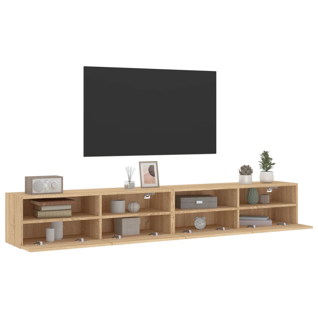 Sieninės TV spintelės, 2vnt., ąžuolo, 100x30x30cm, mediena