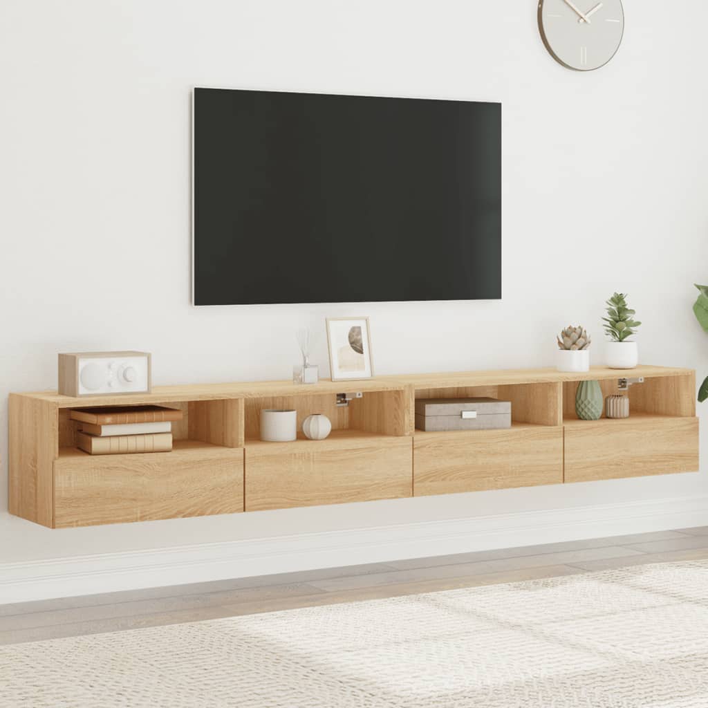 Sieninės TV spintelės, 2vnt., ąžuolo, 100x30x30cm, mediena