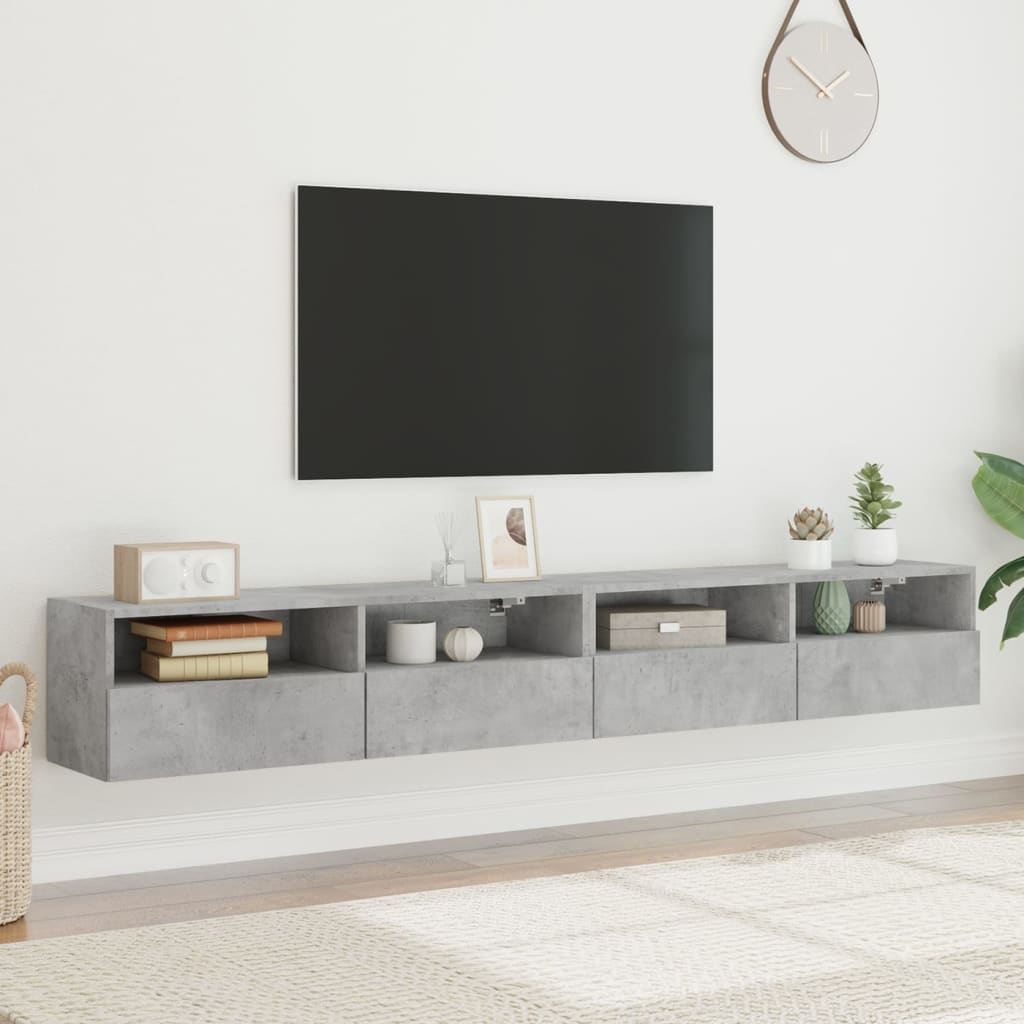 Wall TV cabinets, 2 pcs., concrete, 100x30x30cm, wood