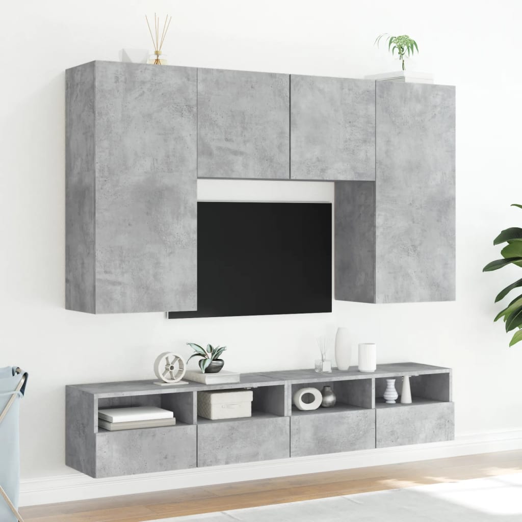 Wall TV cabinets, 2 pcs., concrete, 100x30x30cm, wood