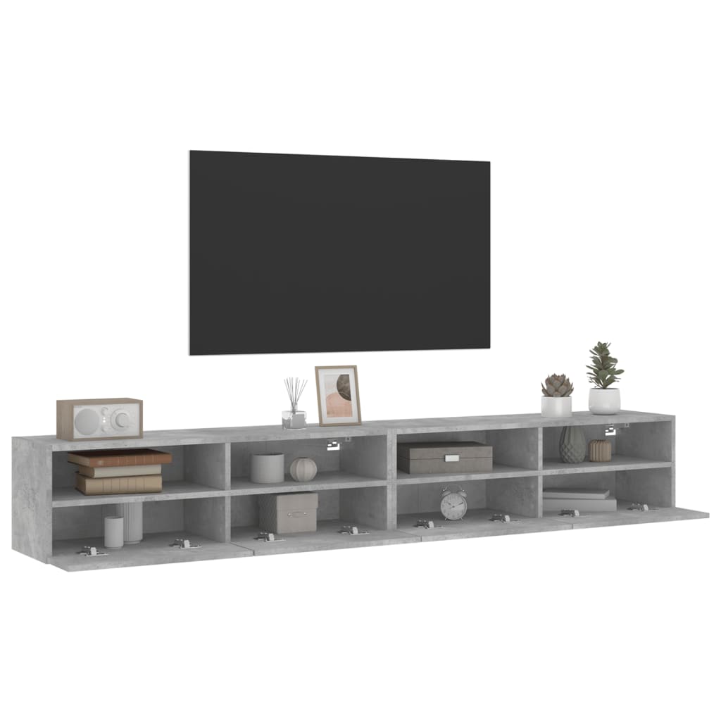 Wall TV cabinets, 2 pcs., concrete, 100x30x30cm, wood