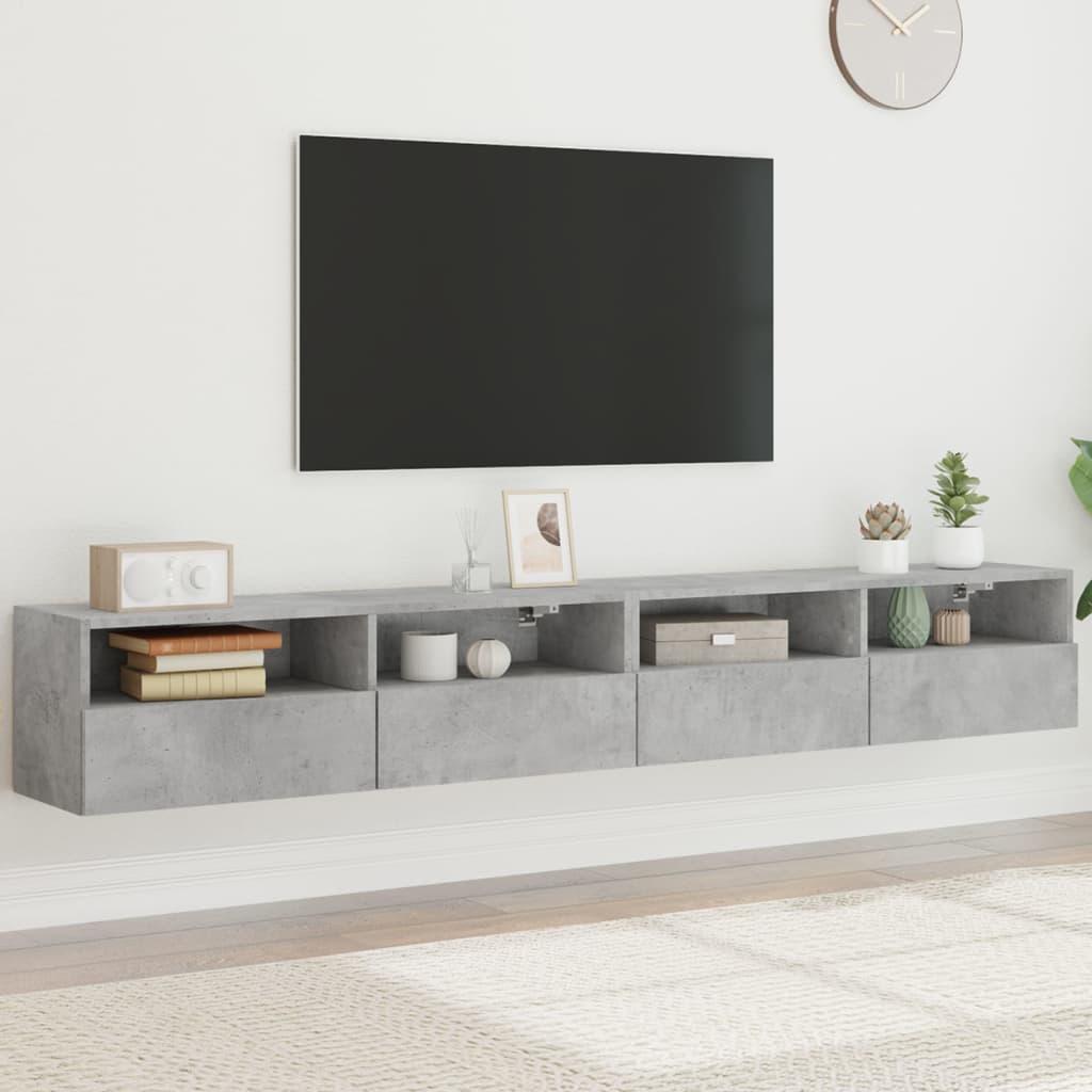 Wall TV cabinets, 2 pcs., concrete, 100x30x30cm, wood
