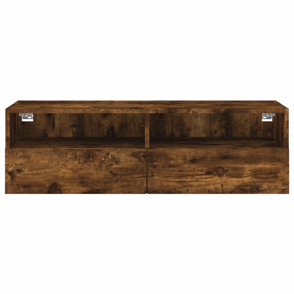 Pie sienas stiprināms televizora plaukts, dūmu ozols, 100x30x30cm, koks