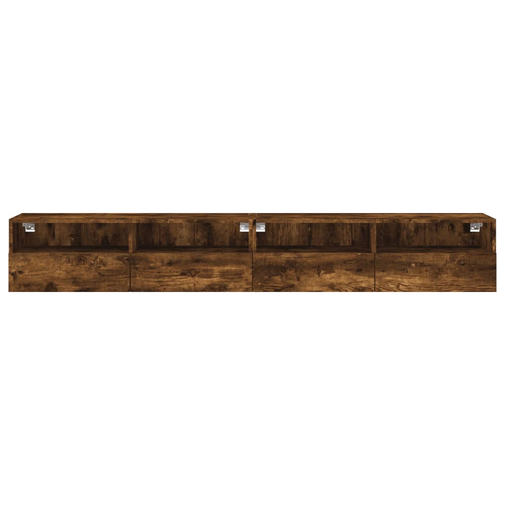 Wall-mounted TV cabinets, 2 pcs., smoked, 100x30x30cm, wood