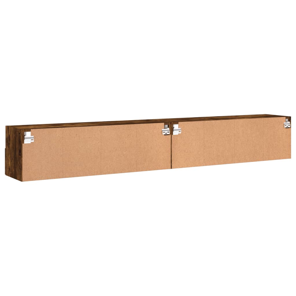 Wall-mounted TV cabinets, 2 pcs., smoked, 100x30x30cm, wood