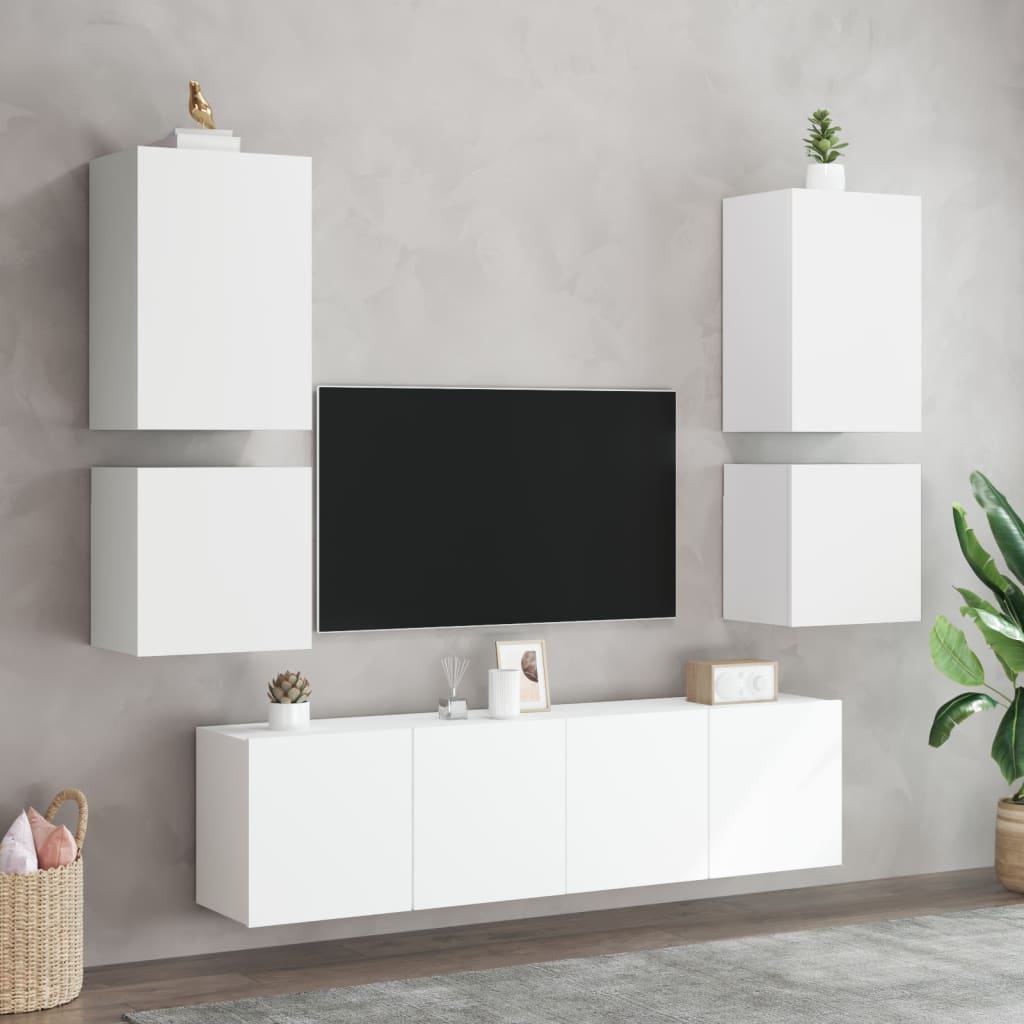 Pie sienas stiprināms TV skapītis, balts, 40,5x30x40 cm, inženierijas koksne