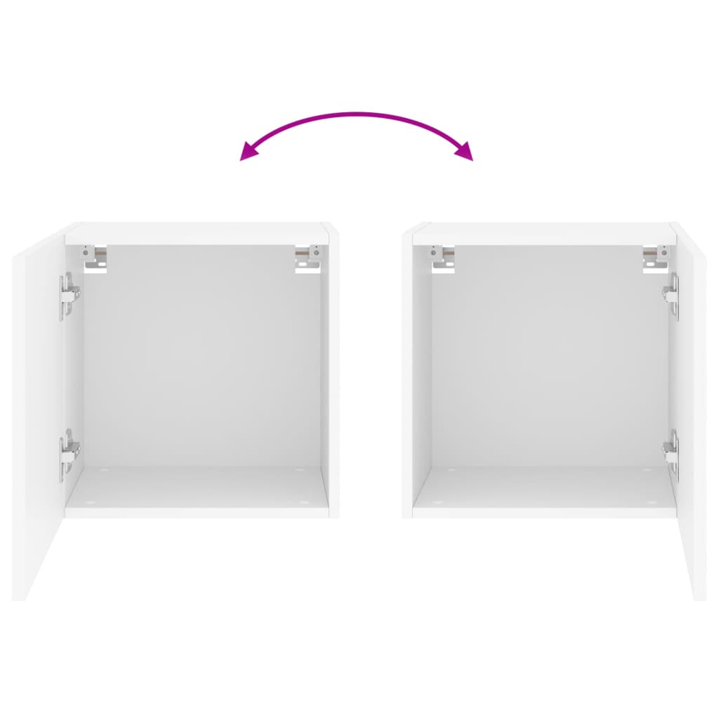 Sieninės TV spintelės, 2vnt., baltos, 40,5x30x40cm, mediena