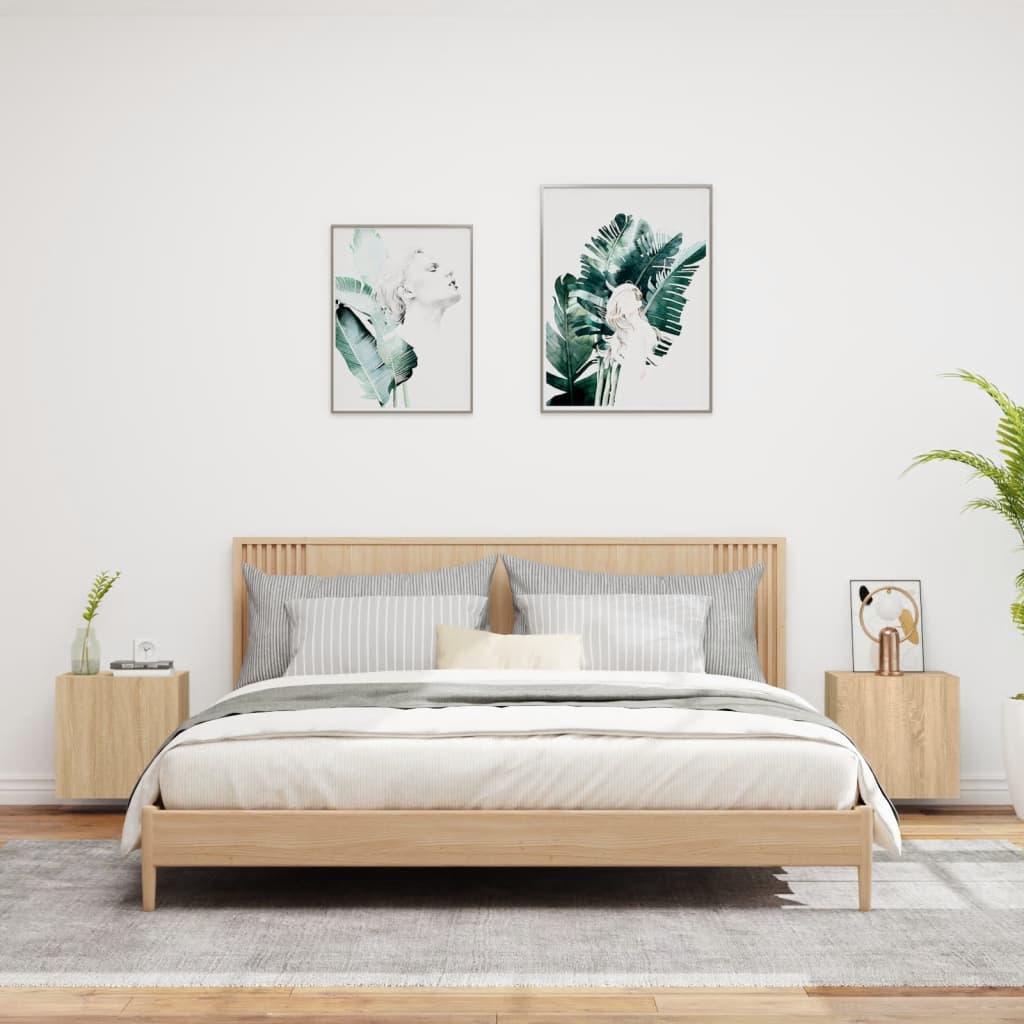 Wall-mounted TV cabinets, 2 pcs., oak, 40.5x30x40cm, wood