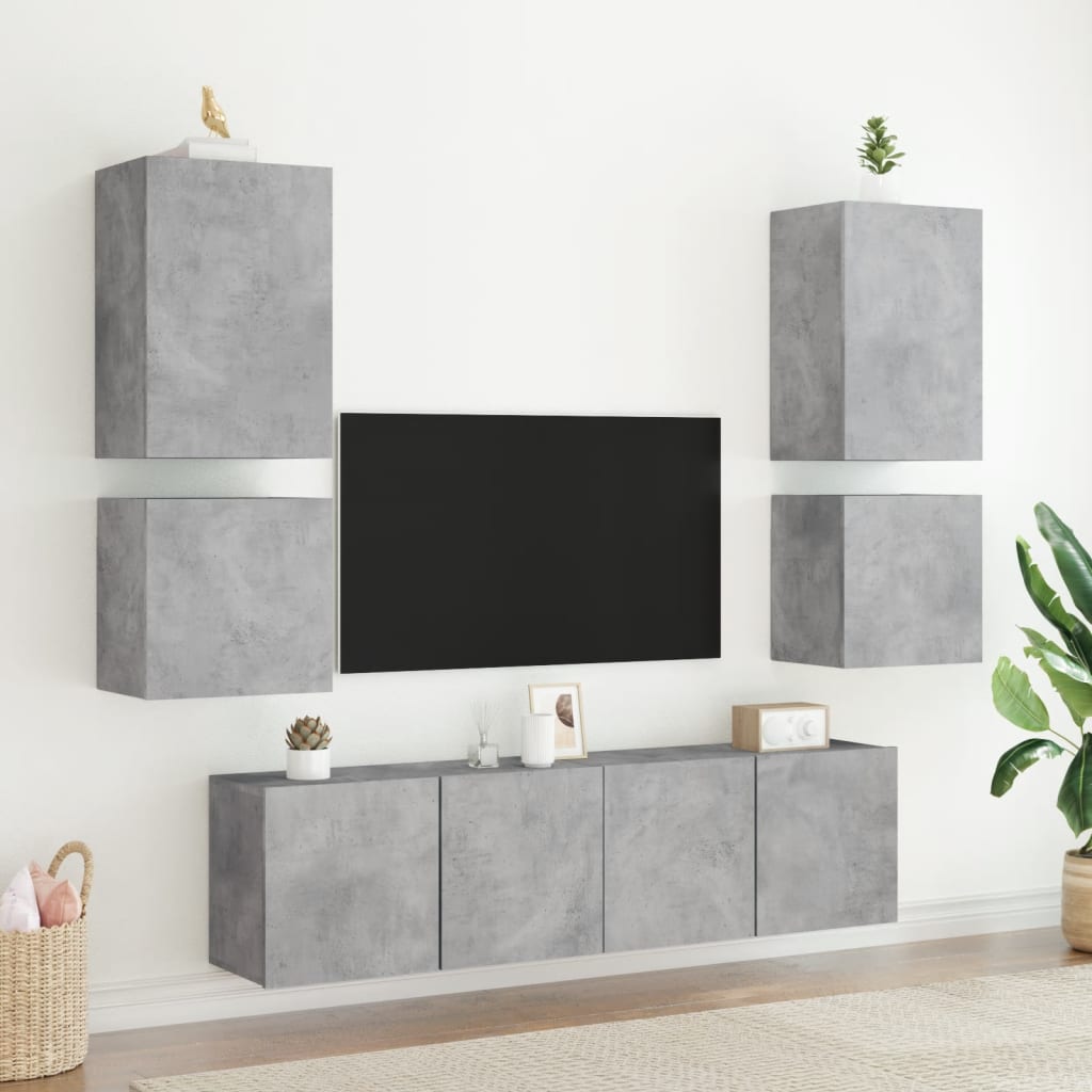 Wall-mounted TV cabinet, concrete grey, 40.5x30x40cm, engineered wood