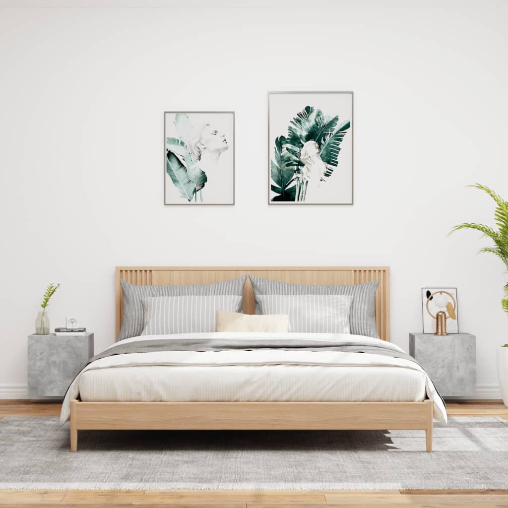 Sieninės TV spintelės, 2vnt., betono, 40,5x30x40cm, mediena