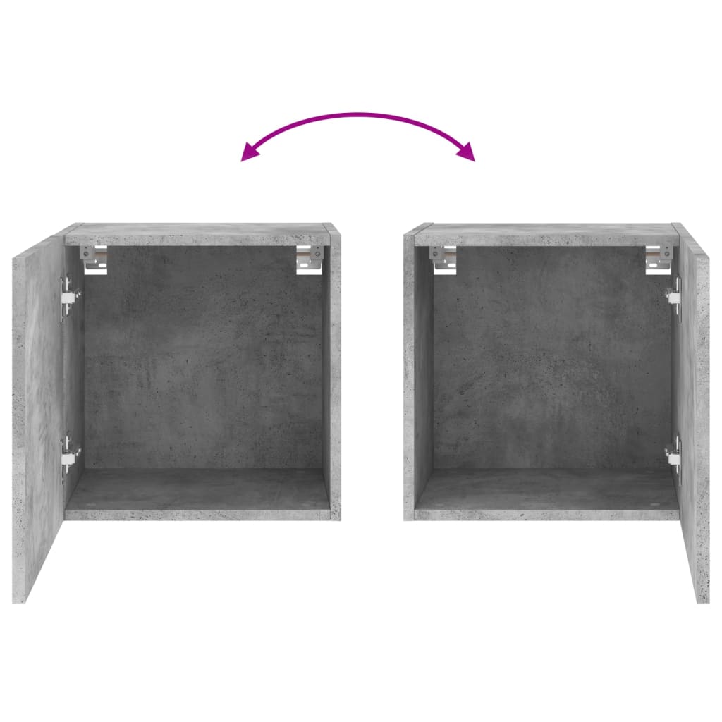 Sieninės TV spintelės, 2vnt., betono, 40,5x30x40cm, mediena