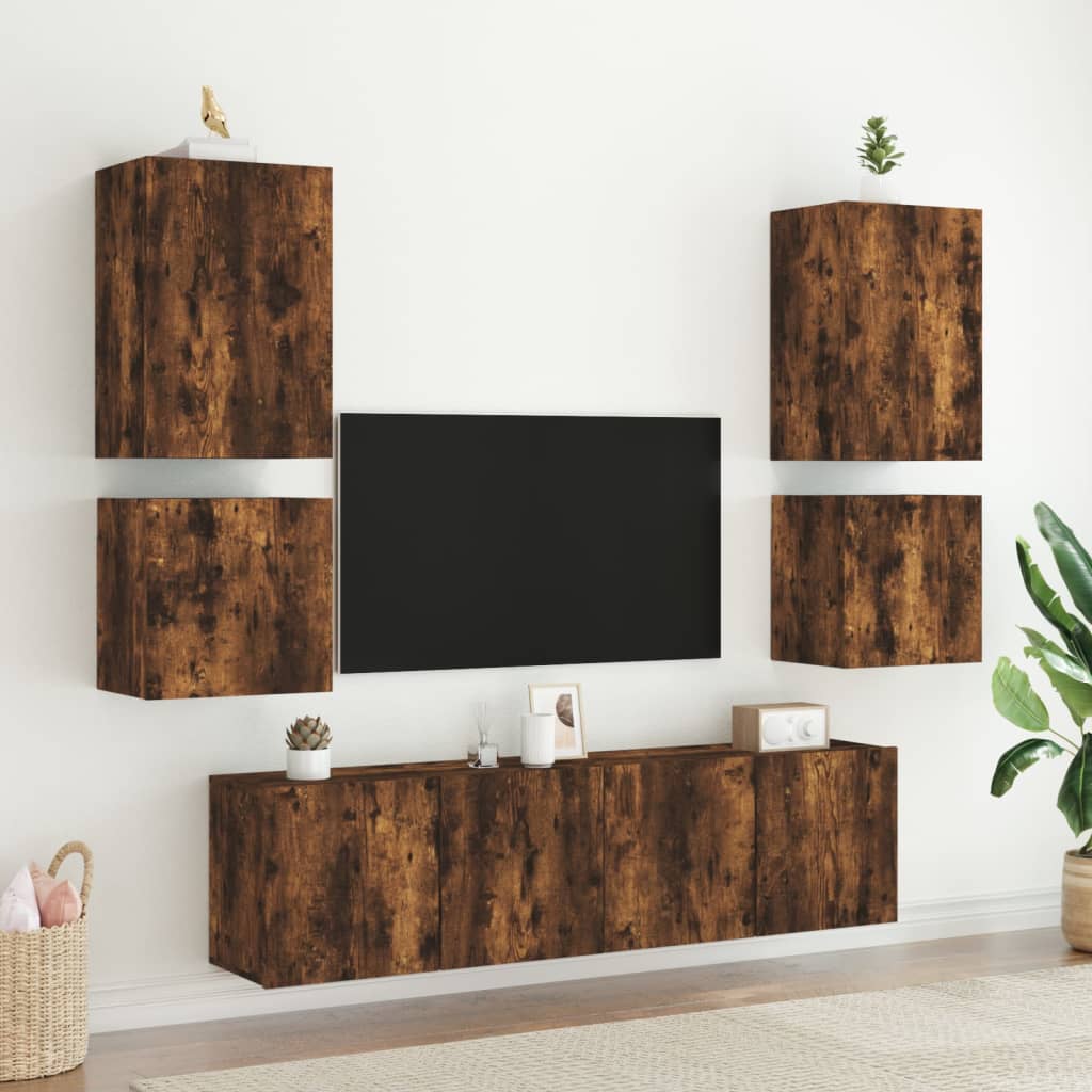 Sieninė TV spintelė, dūminio ąžuolo, 40,5x30x40cm, mediena