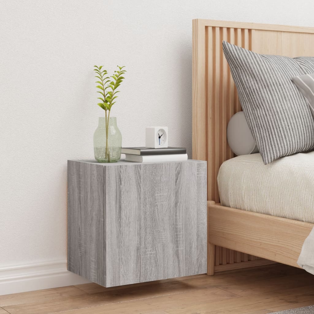Wall-mounted TV cabinet, grey oak, 40.5x30x40cm, wood