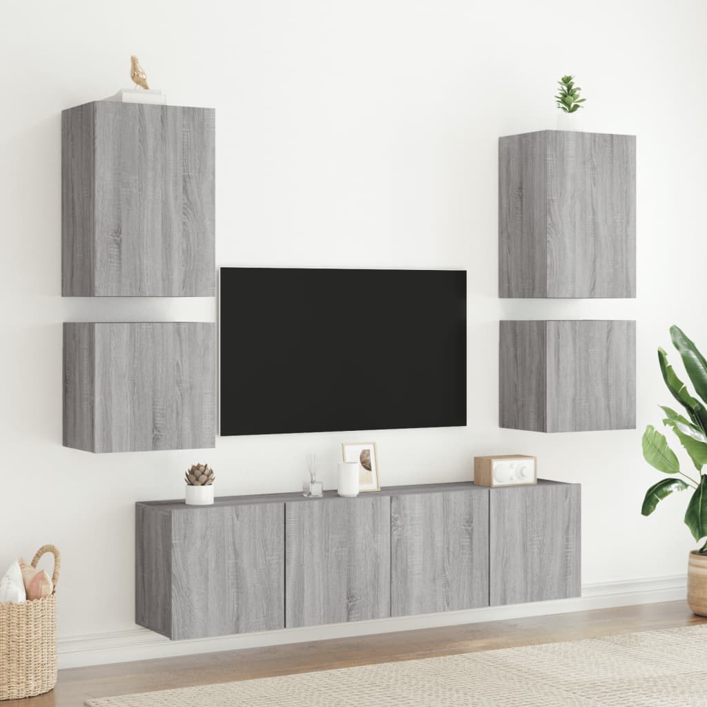 Wall-mounted TV cabinet, grey oak, 40.5x30x40cm, wood